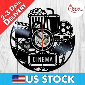 Cinema Vinyl Wall Clock Movie Decor Gifts For Men